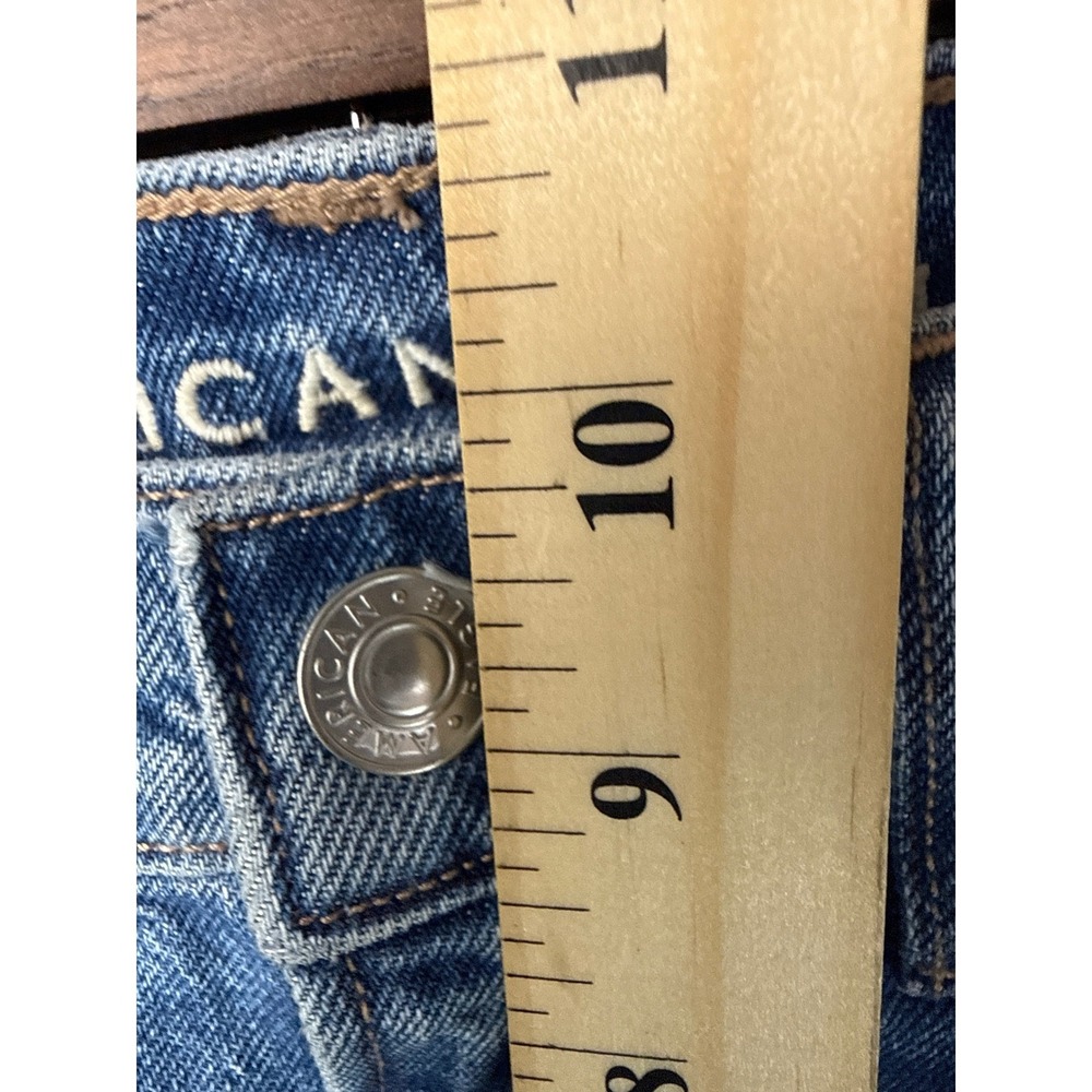 American Eagle Super High Rise Ankle Straight Distressed Jeans Blue Womens XS 00 - Picture 9 of 15